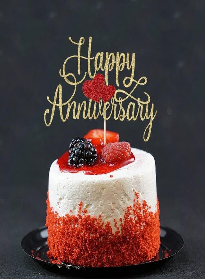 Confetti! Gold Glitter Happy Anniversary Cake Topper - Premium Decoration for Company Anniversaries, Wedding Anniversaries - Stunning Party Supplies, Elegant Décor, and Memorable Celebrations - Image 2